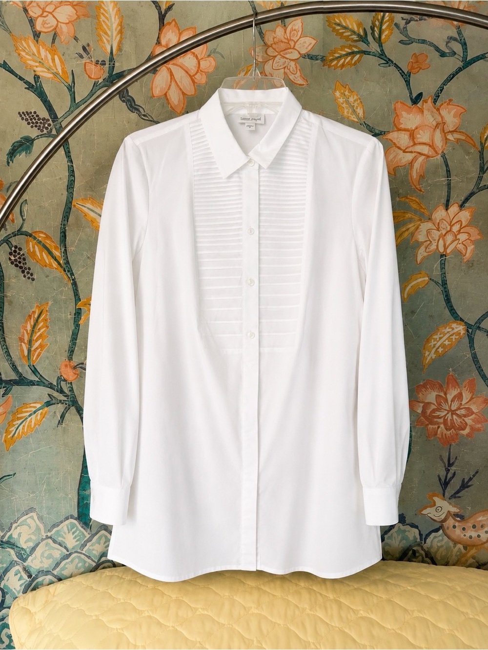 J.Jill White Shirt Collection Pleated Button-Up Tunic S